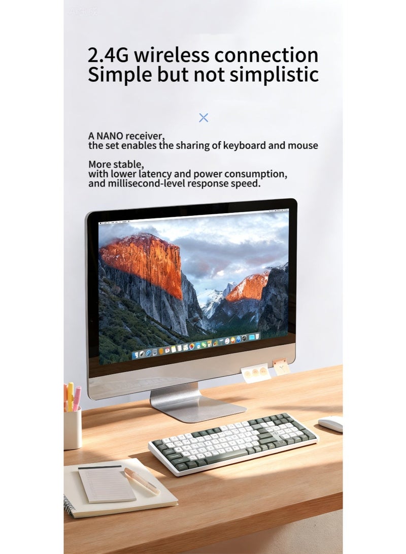 لوحة مفاتيح ميكانيكية لاسلكية كاملة ذات 111 مفتاحًا ومفاتيح TTC، ومقاومة للتشويش، للكتابة على الكمبيوتر في الأعمال والمكاتب - Image 4