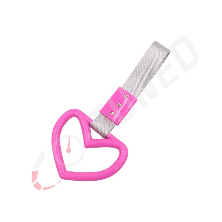 Jdm Large Heart-Shaped Car Decorative Silver Belt Hanging Ring Rear Bumper Warning Ring Love Heart-Shaped Round Car Interior Hand Pull - Image 5