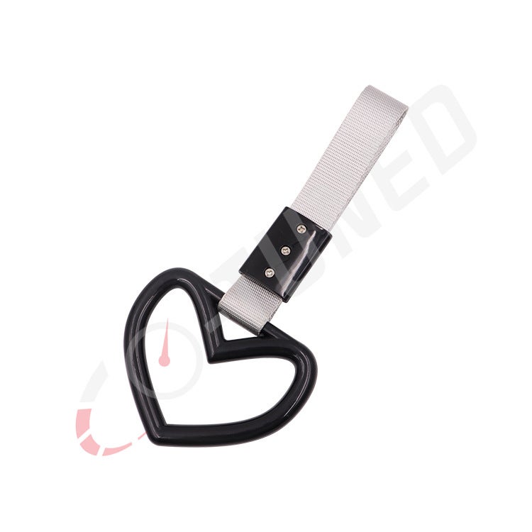 Jdm Large Heart-Shaped Car Decorative Silver Belt Hanging Ring Rear Bumper Warning Ring Love Heart-Shaped Round Car Interior Hand Pull - Image 1