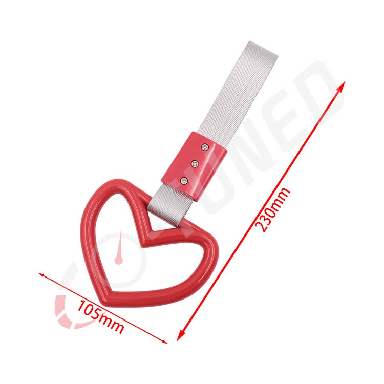 Jdm Large Heart-Shaped Car Decorative Silver Belt Hanging Ring Rear Bumper Warning Ring Love Heart-Shaped Round Car Interior Hand Pull - Image 4