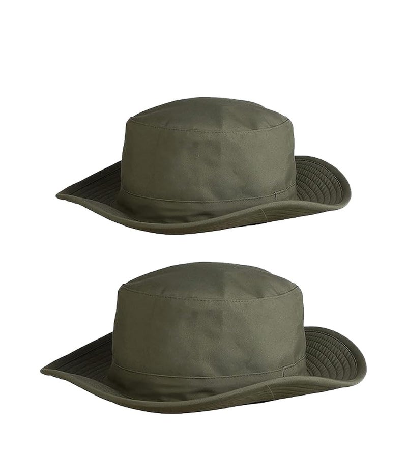 PrimeBox Cotton Classic Packable Beach Outdoor Fishing Bucket Sun Hat for Men Women Adult Boys Teen Round Big Wide Brim Floppy Summer Sun Protection Hat (Olive Green 2pcs Combo) - Image 1