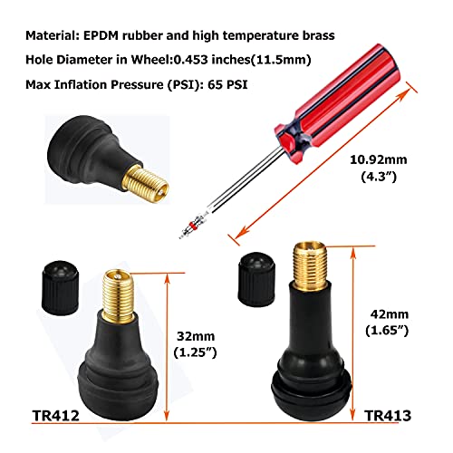 Dr.Roc Tire Valve Tools Set - 1 x Installer, 20 x Snap-in Valve Stem with Cores (12 x TR412, 8 x TR413), 1 x Core Remover - Image 3