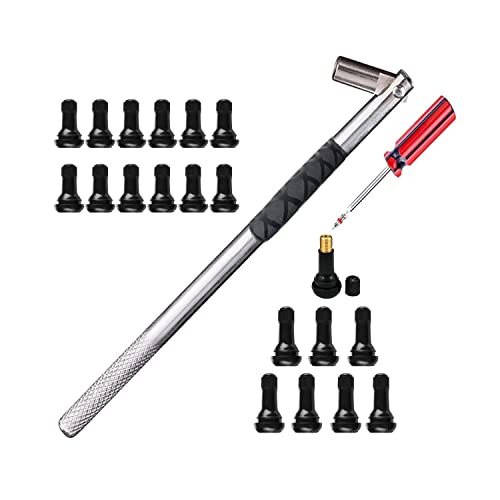 Dr.Roc Tire Valve Tools Set - 1 x Installer, 20 x Snap-in Valve Stem with Cores (12 x TR412, 8 x TR413), 1 x Core Remover - Image 1