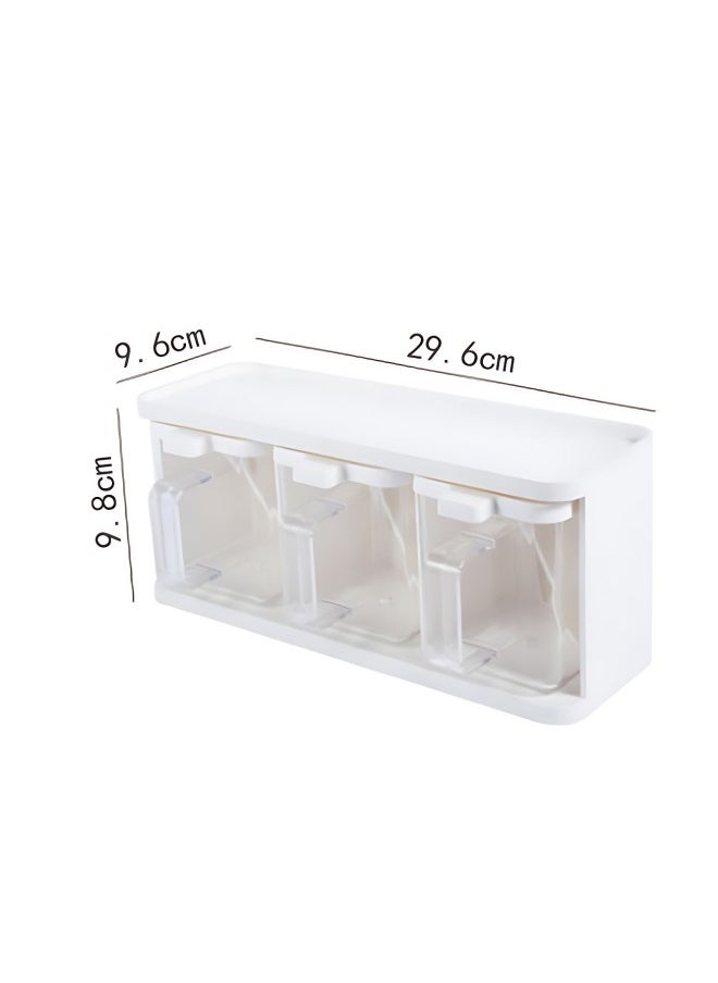 WAOKN - Plastic Seasoning Box Set with Lid and Spoon,Spice Box With Lids and Spoons and Tray Condiment Canisters Pots Seasoning Box Salt Container Sugar Bowl for Kitchen to Storage Salt，Paprika，Sugar - Image 1
