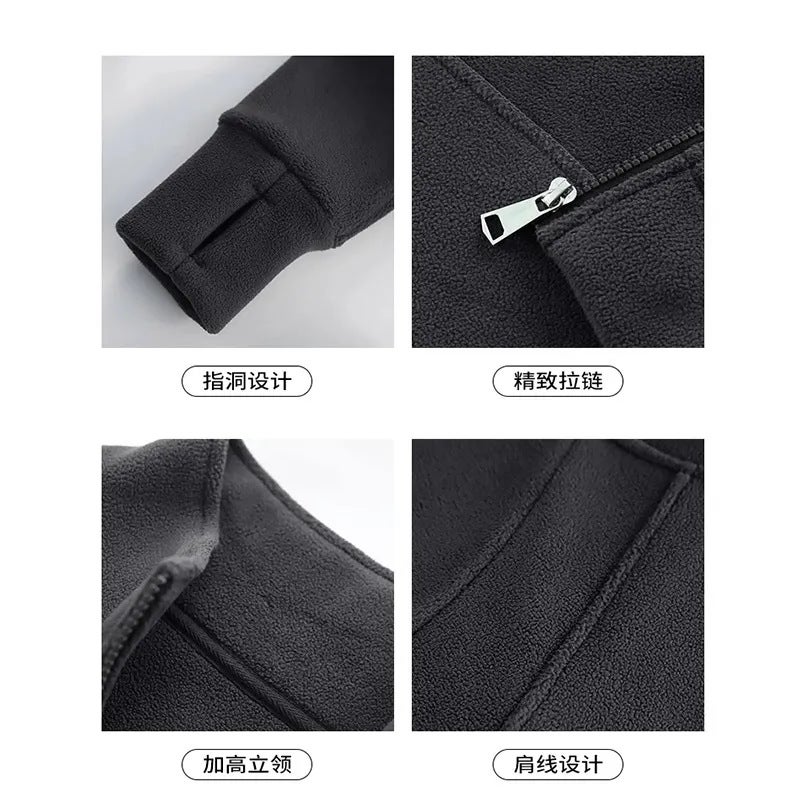 Slim-Fit Sports Collar Polar Fleece Sweater Coat Women'S Fleece-Lined Thickened Slim Cardigan - Image 5