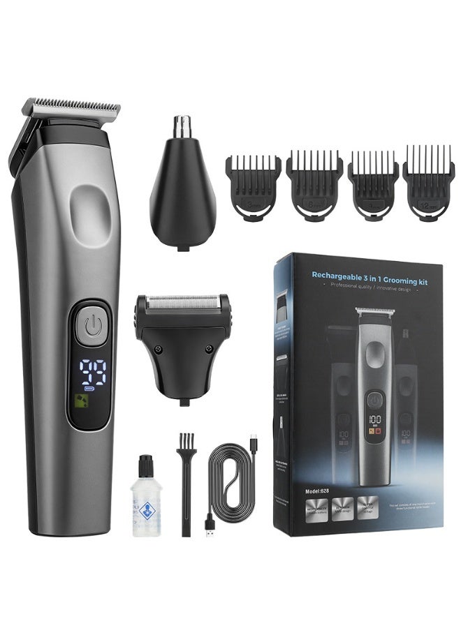 3-in-1 Multi-Functional Men's Grooming Kit – Digital Display, Type-C Rechargeable Hair Clipper & Trimmer Set - Image 1