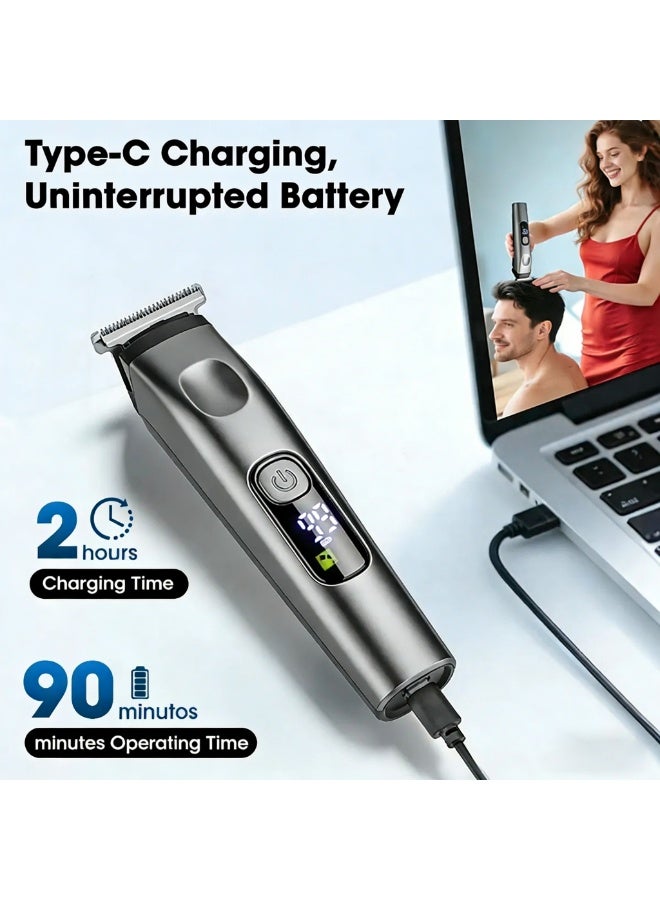 3-in-1 Multi-Functional Men's Grooming Kit – Digital Display, Type-C Rechargeable Hair Clipper & Trimmer Set - Image 4