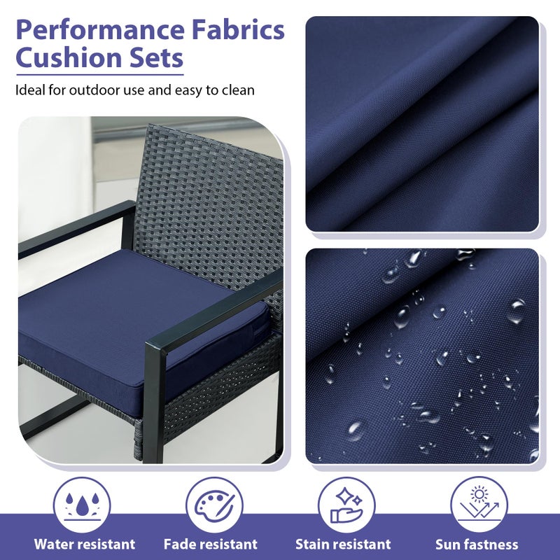 IPYNBAP Outdoor Chair Cushions Set of 4 -Waterproof Outdoor Seat Cushions for Patio Furniture, Patio Chair Cushion with Handle and Ties, Square Out Door Chair Pads,19" x 19" x 3", Navy Blue - Image 3
