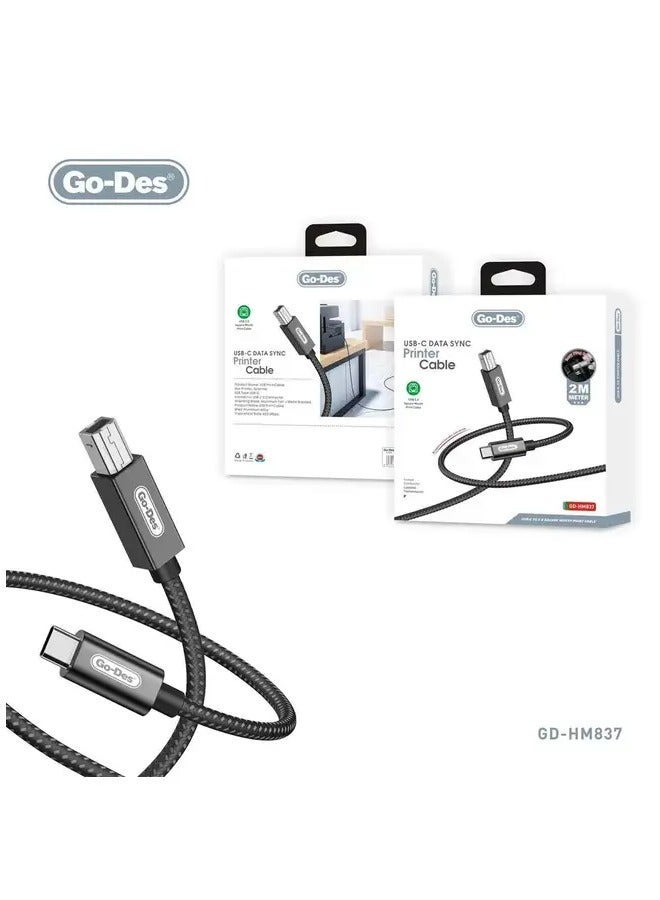 Go Desktop GD-HM837 Type-C to USB-B 2.0 Adapter – Seamless Connectivity for Printers, Scanners, and More