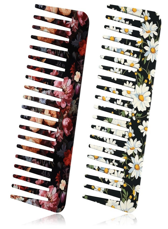 GABraden 2Pcs Wide Tooth Comb,Effortless Tangle Removal, Suitable for Curly, Wet & Dry Hair,Cute Large Detangling Wide Tooth Comb Without Handle for Women Men and Girls (Black-13) - Image 1