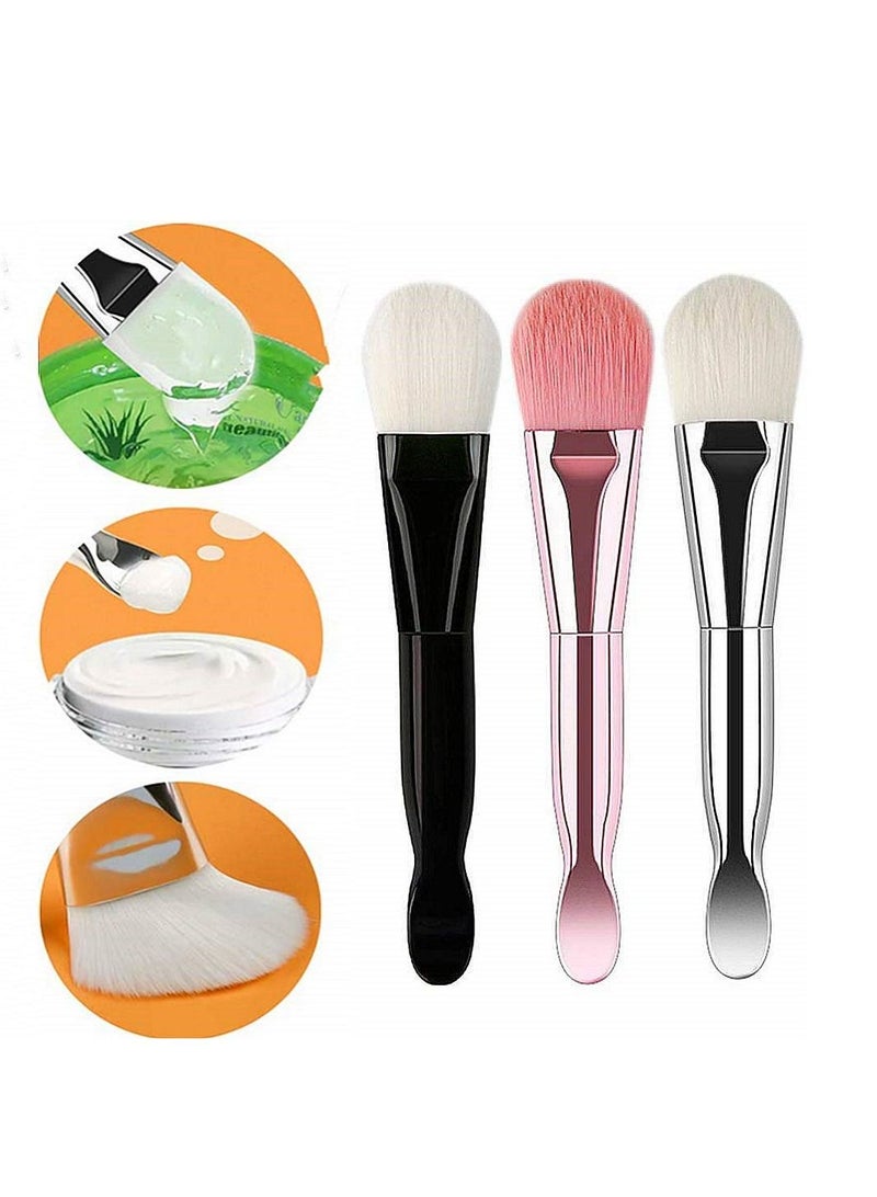 KASTWAVE 3PCS Soft Hair Fiber Facial Mask Brush Silicone Face Mask Brush Facial Mud Mask Applicator Brush Beauty Tool Double Head Design - Image 1
