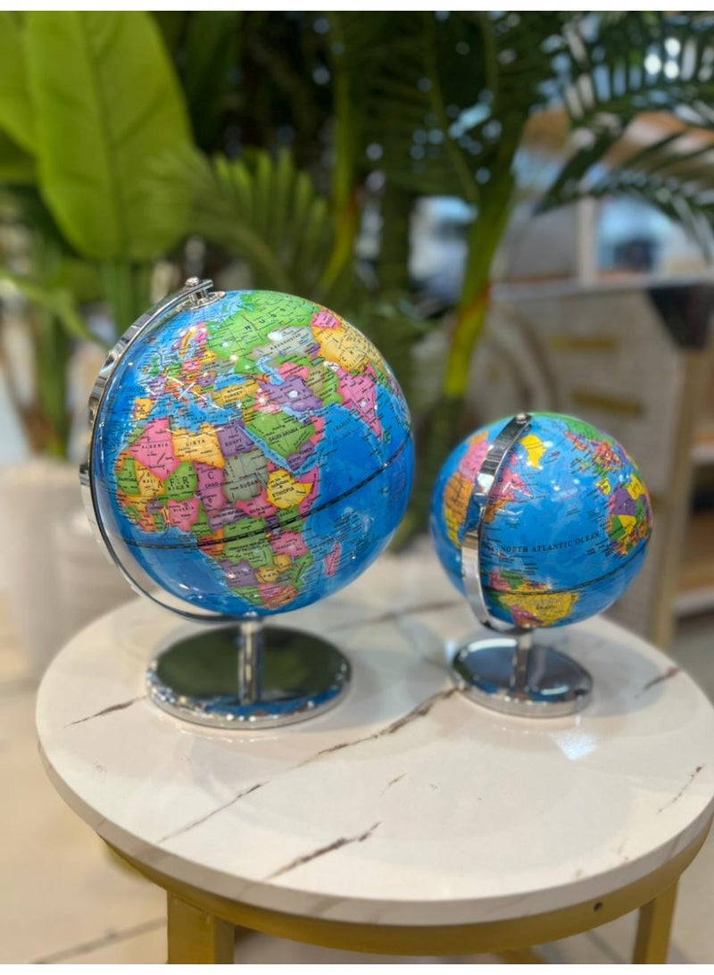 World Globe Political Map Mini Globe - English Map - Educational/Geographic/Modern Desktop Decoration - Image 1