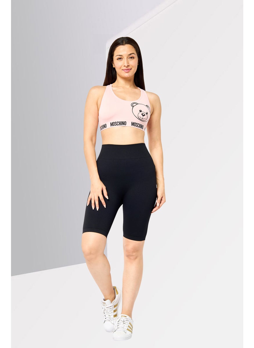 MOSCHINO Women Brand Logo Non Padded Sports Bra, Peach  - Image 2