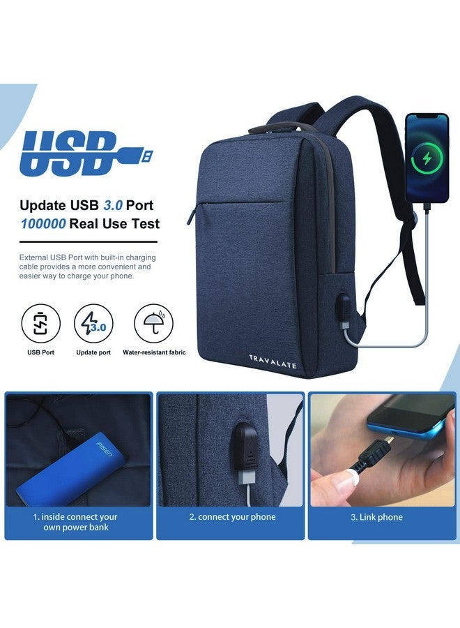 TRAVALATE TRAVALATE Laptop Backpack with USB Charging Port for Travel, Office, College, Business Bag, Gift for Men and Women - (Navy Blue)  - Image 3