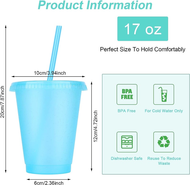 LEIFEOSH 24 Pcs Plastic Tumblers with Lids and Straws, Reusable Cups with Lids Plastic Colorful Cups for Party Birthday, Iced Coffee Cup Travel Mug Cold Drink Tumblers Bulk (16 oz, Multi Colors) - Image 4