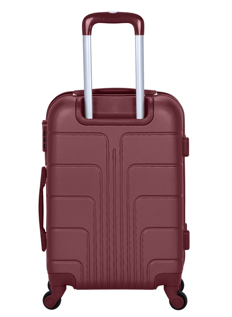 Senator Burgundy Hard Case Travel Bag Cabin Luggage Trolley ABS Lightweight Suitcase with 4 Spinner Wheels A1012, Burgundy  | Best Price UAE