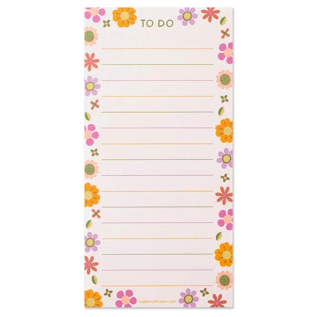 Raspberry Blossom Floral To-Do Notepad