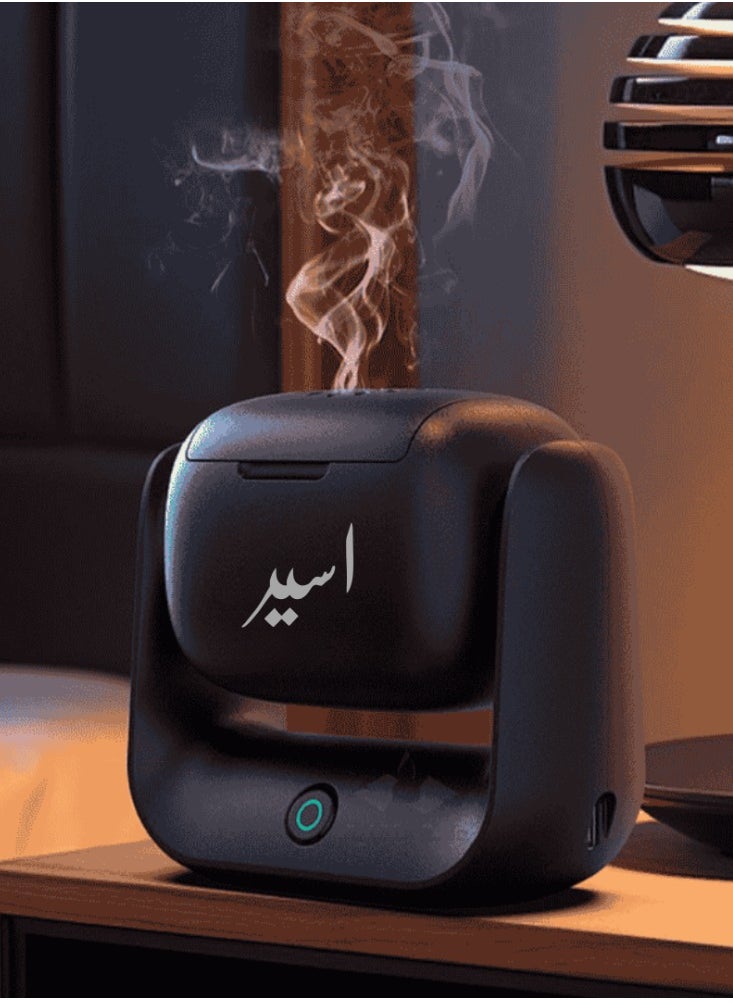 عود بخور مبخرة كهربائية ملونة جديدة مع أضواء LED باللون الأسود  - Image 2