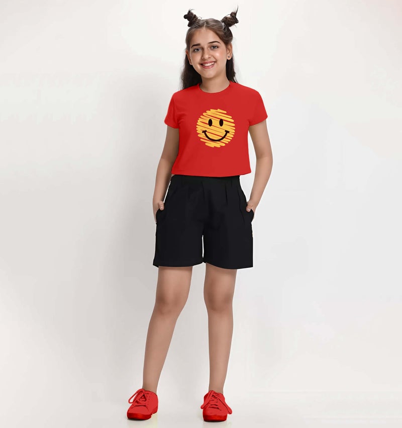 KYDA KIDS® 100% Cotton Crop top for Girls - Printed Half Sleeve Stylish Tshirt, Regular Fit Tops for Girl - Pack of 2 - Image 3