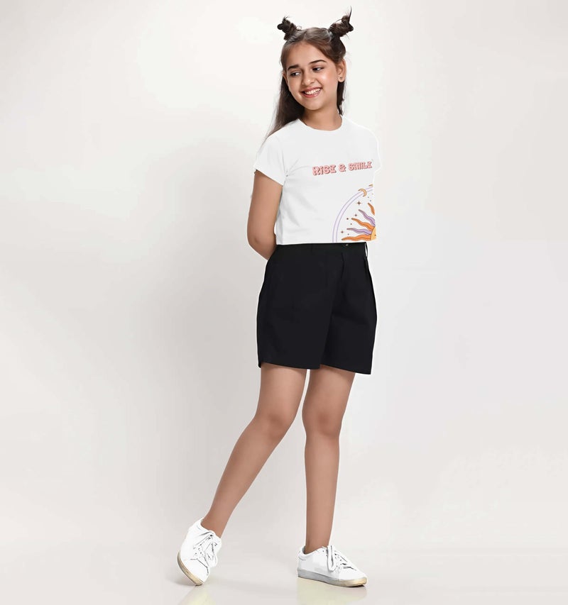 KYDA KIDS® 100% Cotton Crop top for Girls - Printed Half Sleeve Stylish Tshirt, Regular Fit Tops for Girl - Pack of 2 - Image 4