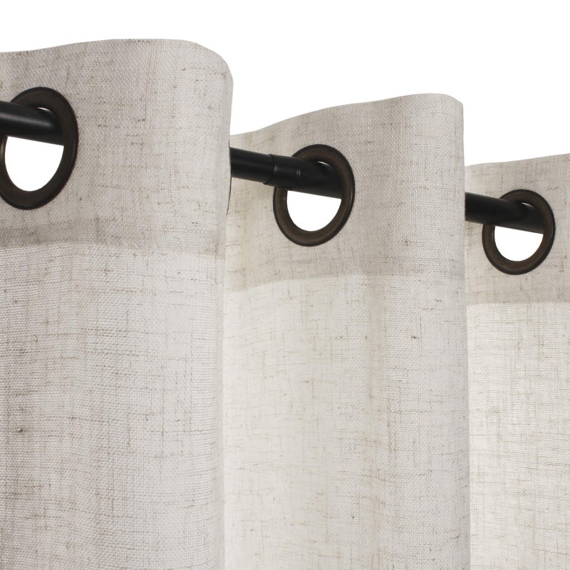 VOILYBIRD Palma Natural Linen Textured Semi Sheer Curtains for Living Room 96 Inches Long Draperies Curtains Bronze Grommet 52W x 96L 2 Panels Linen