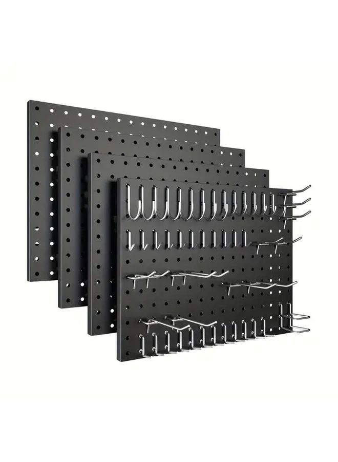 Black 1pc 12x16 Inch Metal Pegboard With 1 Inch Hole Spacing Garage Tool Storage Hanging Board Screws Wall Manager Panel Bathroom Organizer Rack Workshop Shelf - Image 1