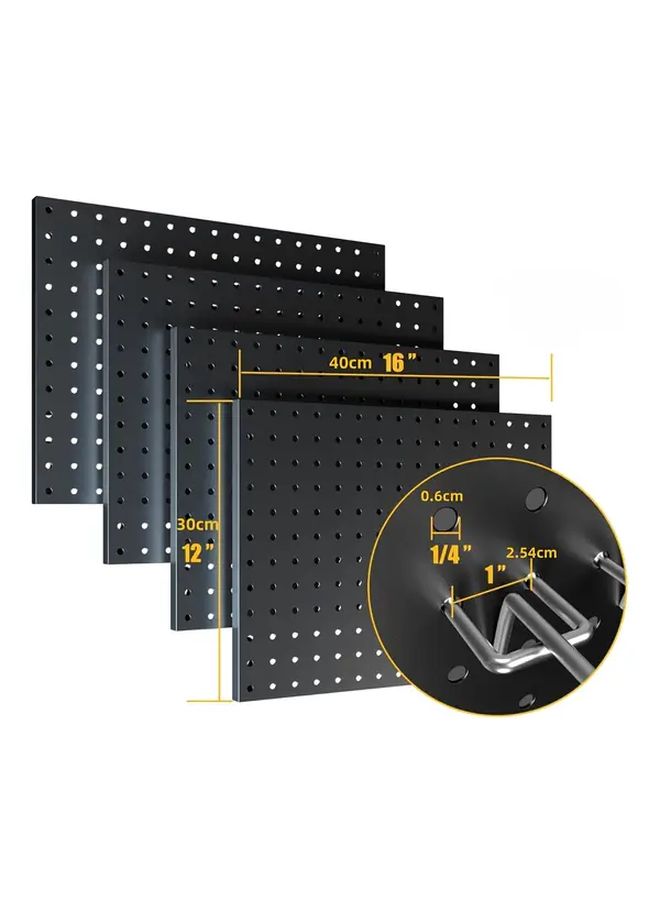 Black 1pc 12x16 Inch Metal Pegboard With 1 Inch Hole Spacing Garage Tool Storage Hanging Board Screws Wall Manager Panel Bathroom Organizer Rack Workshop Shelf - Image 3