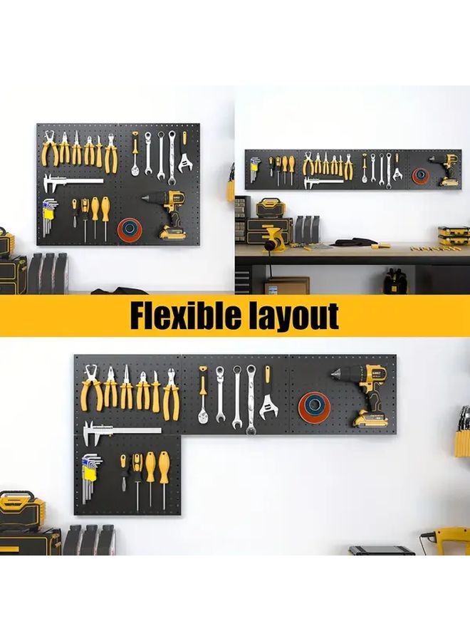 Black 1pc 12x16 Inch Metal Pegboard With 1 Inch Hole Spacing Garage Tool Storage Hanging Board Screws Wall Manager Panel Bathroom Organizer Rack Workshop Shelf - Image 5