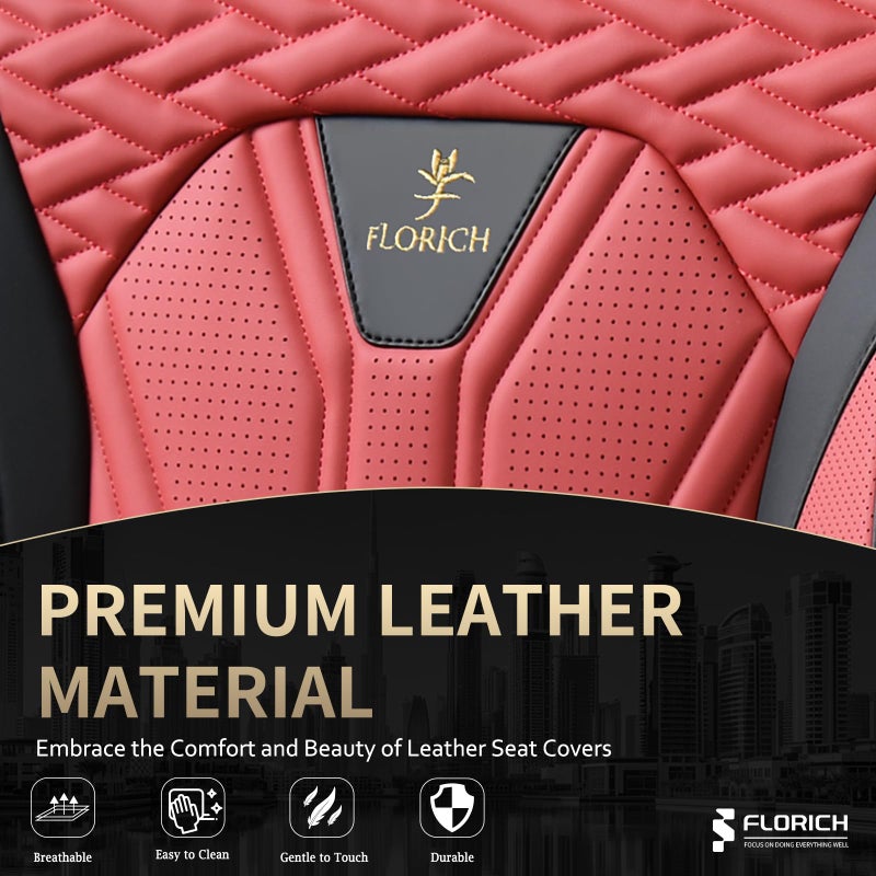 FLORICH Seat Covers for Cars, Waterproof Automotive Seat Covers, Leather Car Seat Covers 2 Pack, Universal Front Seat Cushion Protector for Most Cars Trucks SUV-Black&Burgundy - Image 5