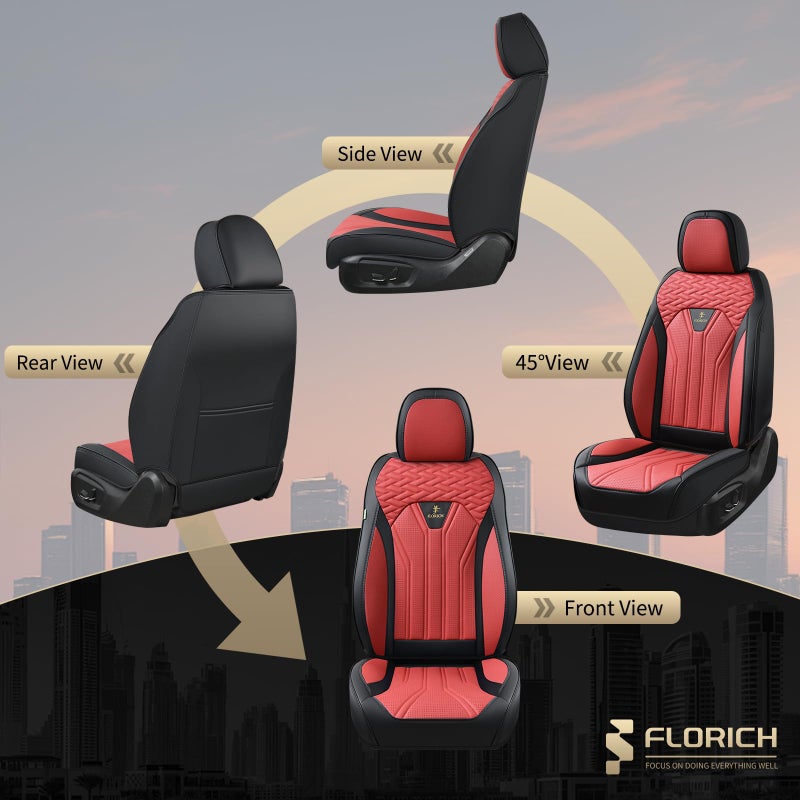 FLORICH Seat Covers for Cars, Waterproof Automotive Seat Covers, Leather Car Seat Covers 2 Pack, Universal Front Seat Cushion Protector for Most Cars Trucks SUV-Black&Burgundy - Image 4