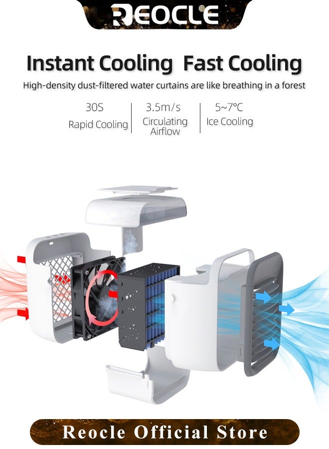 REOCLE Portable Air Conditioner Fan Rechargeable Personal Air Cooler Mini Air Conditioner Fan Quiet Desk Cooling Fan for Home & Bedroom & Travel & Office & Outdoor & Indoor - Image 2