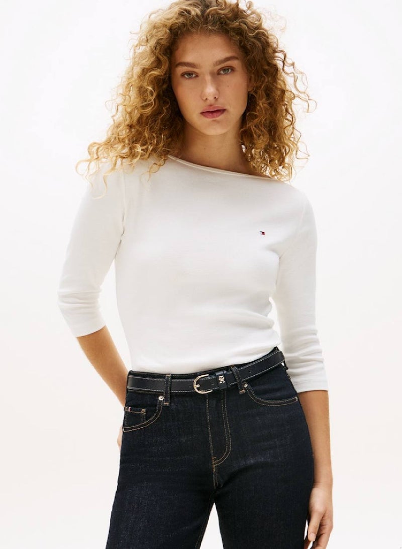 تومي هيلفيغر تيشيرت بقصّة سليم برقبة عريضة - Image 1