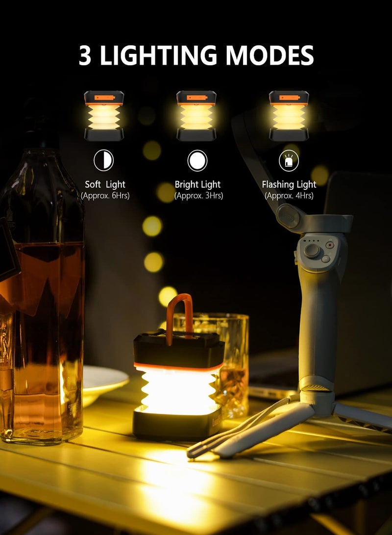 فانوس تخييم شمسي محمول، ضوء LED قابل للطي قابل لإعادة الشحن عبر USB، مصباح خيمة مقاوم للماء IP54 للتنزه، الحديقة، والاستخدام الطارئ، مثالي للأنشطة الخارجية وانقطاع التيار الكهربائي - Image 1