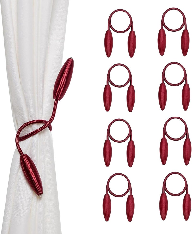 SWTool 8-Pack Black Curtain Holdbacks Decorative Window Drape Twist Curtains Tiebacks Random Modelling Curtain Holders (Burgundy) - Image 1
