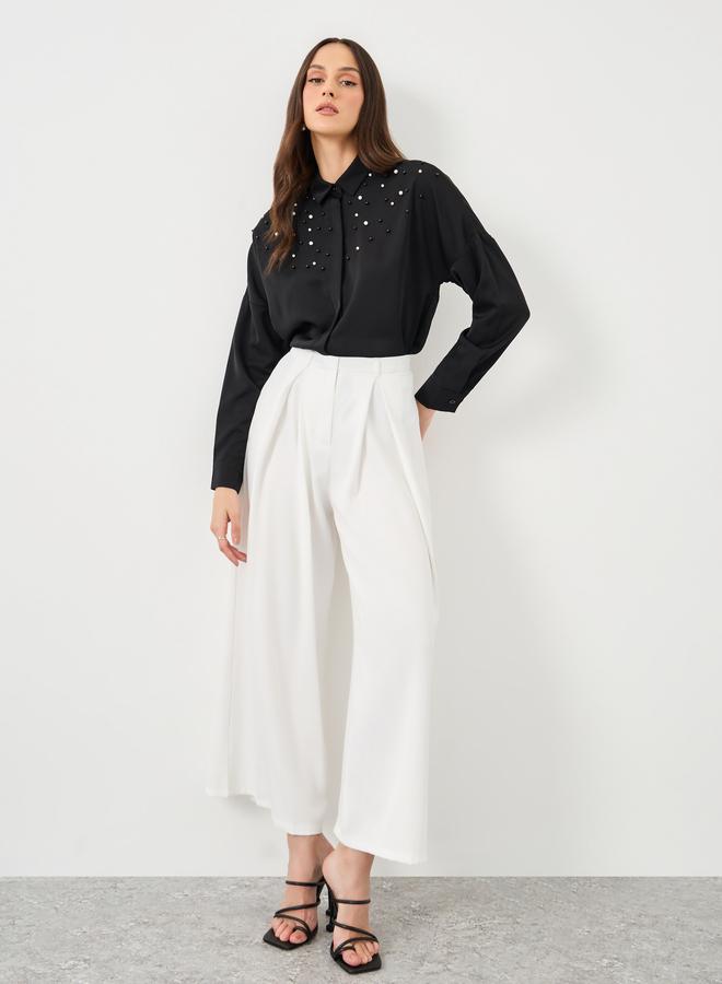 Styli Faux Pearl Embellished Long Sleeve Regular Fit Shirt - Image 2