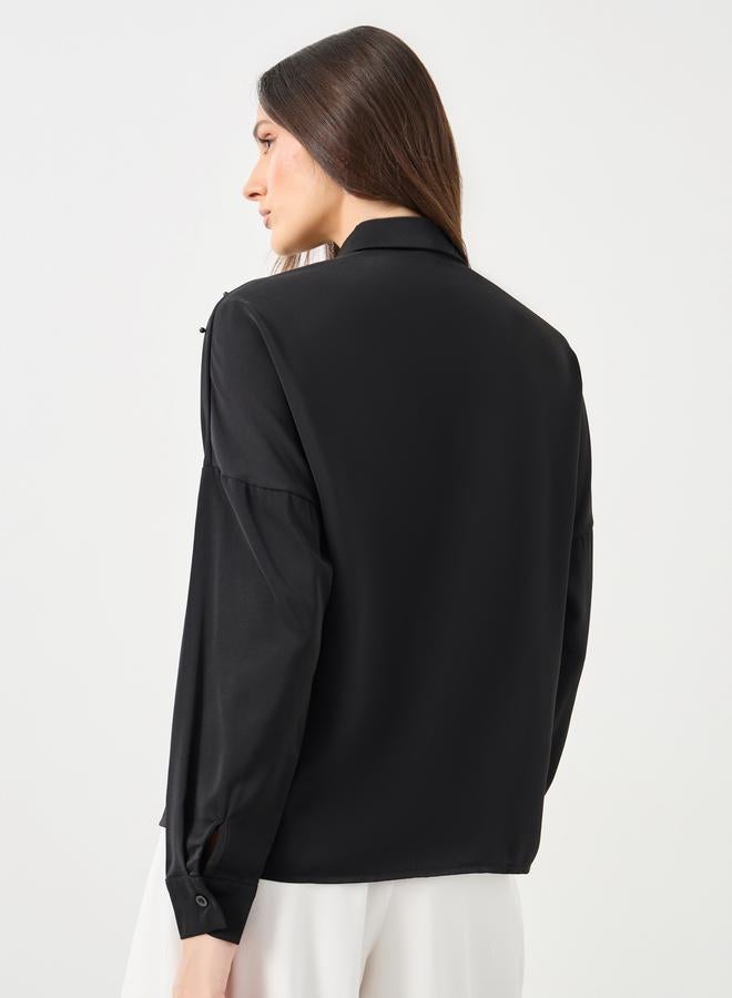 Styli Faux Pearl Embellished Long Sleeve Regular Fit Shirt - Image 4