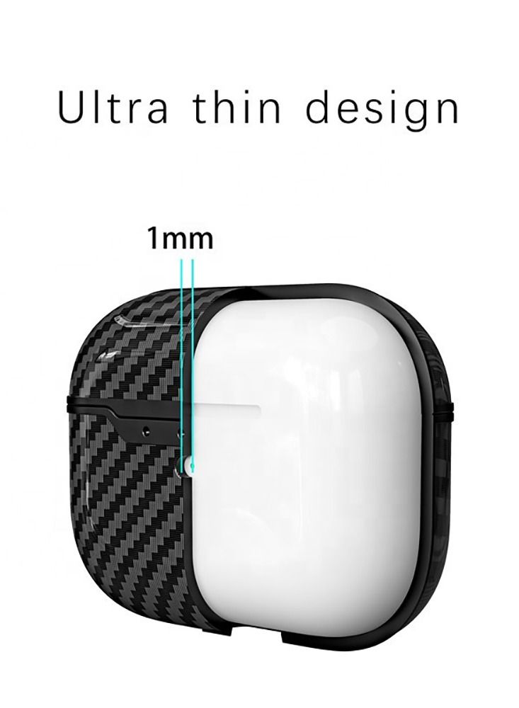 Contex Ultra Thin Carbon Fiber Texture Shockproof Protective Case for Airpods 3 - Blue - Image 2