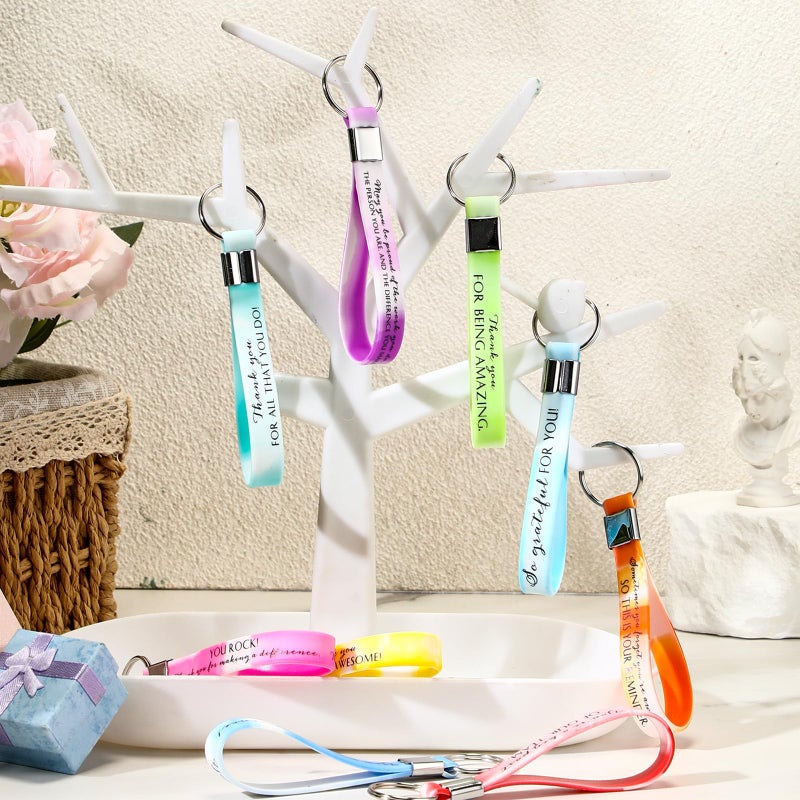 Nosiny 30 Pcs Employee Appreciation Gift Bulk Thank You Inspirational Keychain for Women Coworker Team Office Staff Volunteer(Warm Colors) - Image 5