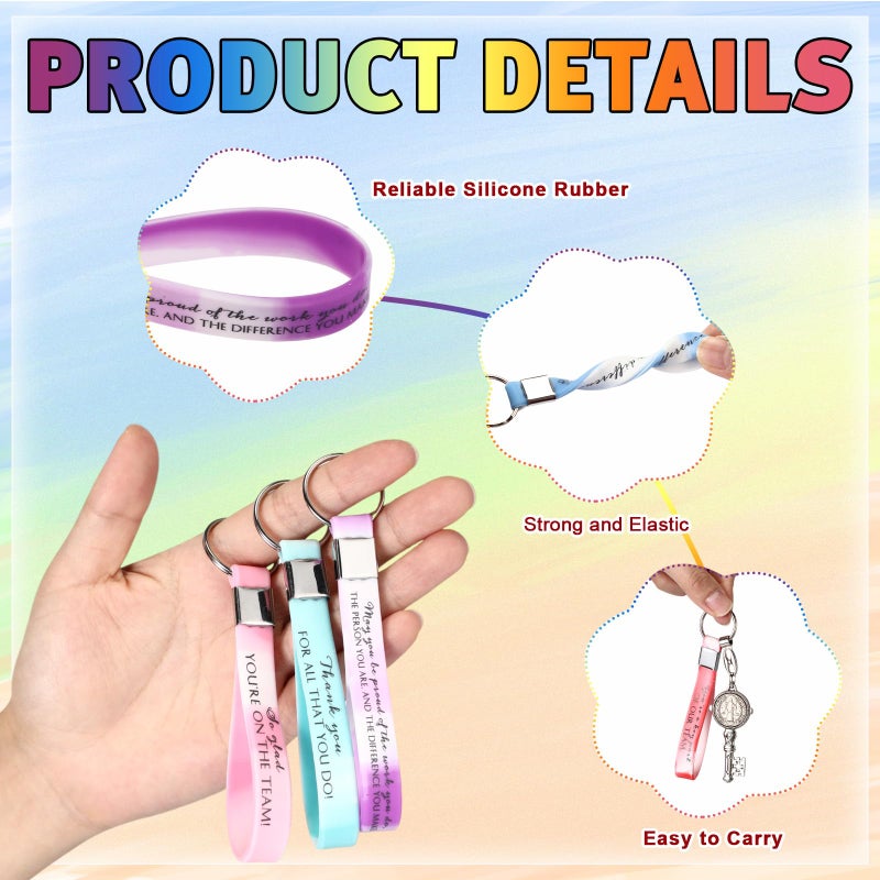 Nosiny 30 Pcs Employee Appreciation Gift Bulk Thank You Inspirational Keychain for Women Coworker Team Office Staff Volunteer(Warm Colors) - Image 2