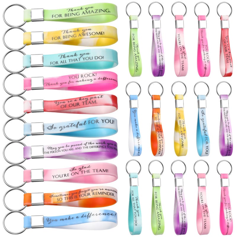 Nosiny 30 Pcs Employee Appreciation Gift Bulk Thank You Inspirational Keychain for Women Coworker Team Office Staff Volunteer(Warm Colors) - Image 1