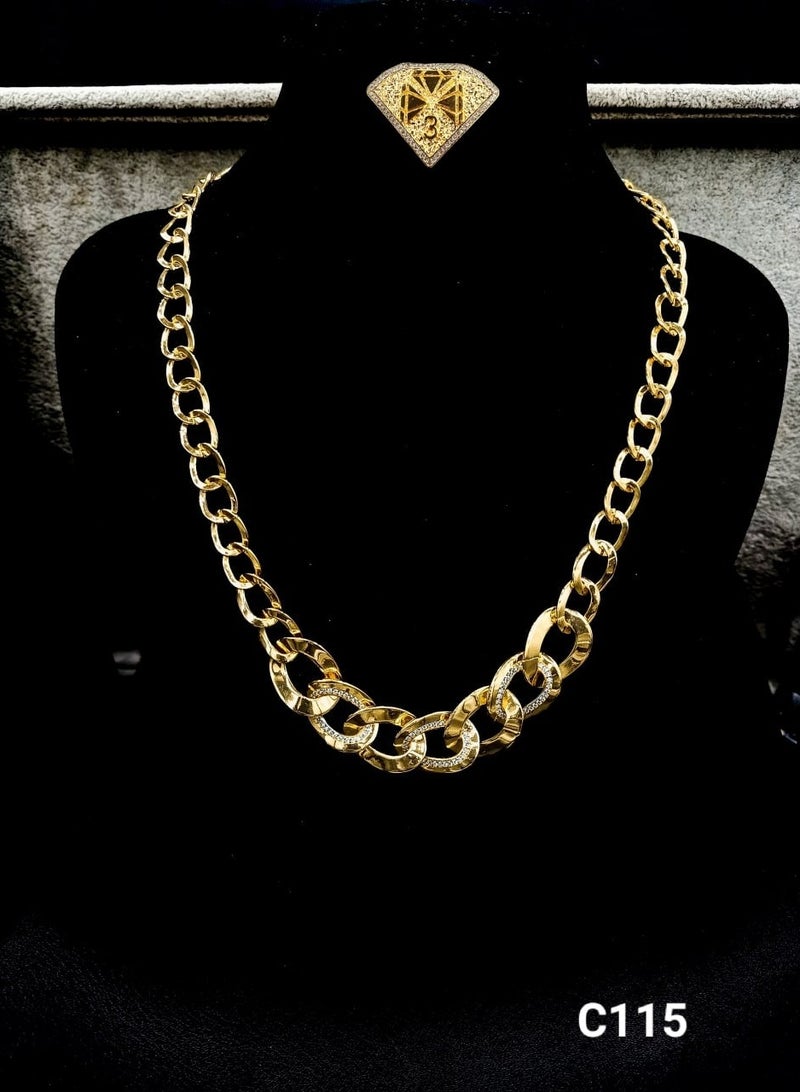 3Diamonds Bold Gold-Plated Chunky Oval-Link Chain Necklace – Statement Jewelry for Women  - Image 2