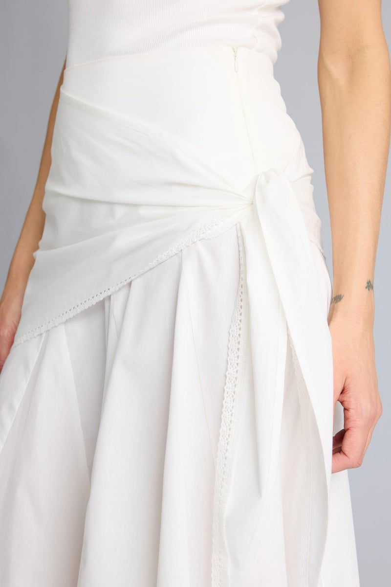 DeFacto White Woman Afra x Defacto A-Line Regular Waist Poplin Midi Skirt Casual - Image 5