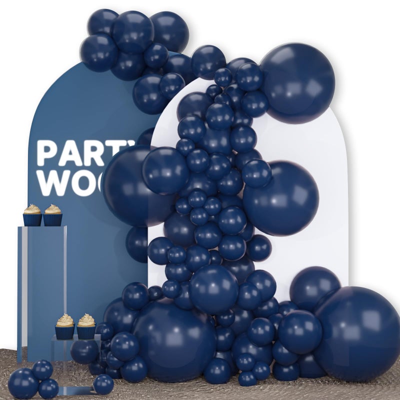PartyWoo Nile Blue Balloons, 142 pcs Dark Blue Balloons Different Sizes Pack of 18 Inch 12 Inch 10 Inch 5 Inch Blue Balloons for Balloon Garland or Balloon Arch as Birthday Party Decorations, Blue-Y72 - Image 1