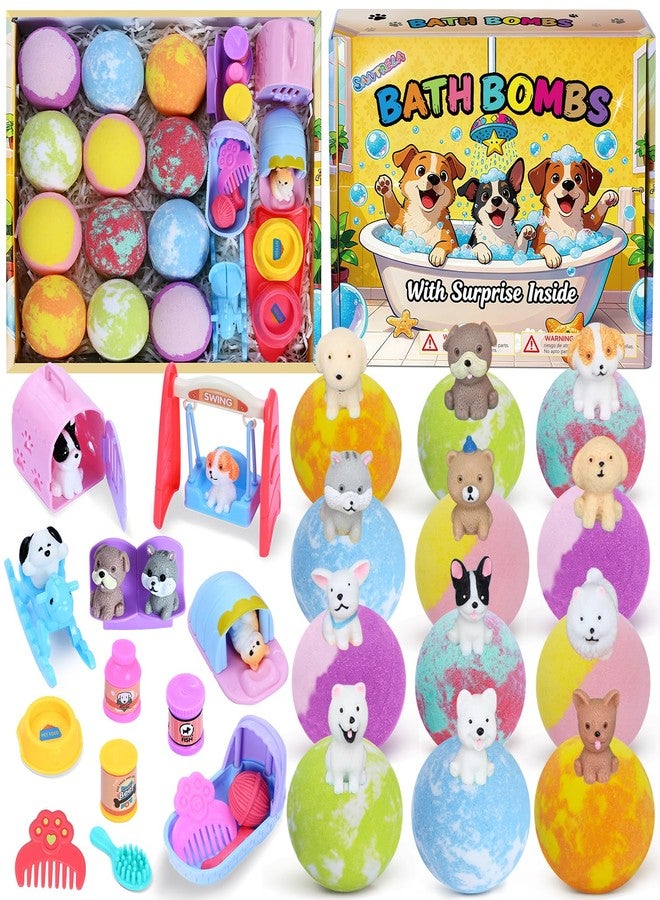 Santrela Bath Bombs for Kids with Surprise Toys Inside, 12 Pack Kids Bath Bombs with Puppy Dolls & Dog Pretend Playset, Easter Birthday Gifts for Girls Boys, Handmade Bubble Bath Fizzies Ball Gift Set - Image 1
