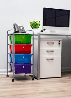 Rotating Storage Cart with 4 Plastic Drawers on Wheels, Removable 4-Tier Organizer Drawer for Office Storage, with 360 Degree Multi-Directional Wheels, Metal and Plastic, 39x76 cm - pzsku/Z8968422677391750B71AZ/45/_/1733572254/7467e6eb-eb0d-4779-a501-9d69421ac00e