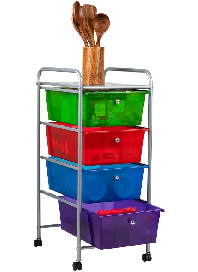 Rotating Storage Cart with 4 Plastic Drawers on Wheels, Removable 4-Tier Organizer Drawer for Office Storage, with 360 Degree Multi-Directional Wheels, Metal and Plastic, 39x76 cm - pzsku/Z8968422677391750B71AZ/45/_/1733572255/822a769d-bb82-498f-88ae-facb963abdc1