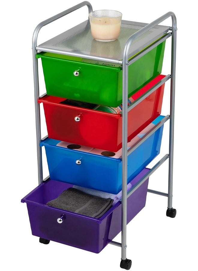 Rotating Storage Cart with 4 Plastic Drawers on Wheels, Removable 4-Tier Organizer Drawer for Office Storage, with 360 Degree Multi-Directional Wheels, Metal and Plastic, 39x76 cm - pzsku/Z8968422677391750B71AZ/45/_/1733572264/4d04be8e-4223-4d40-ba6c-05fc14408f59