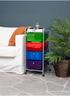 Rotating Storage Cart with 4 Plastic Drawers on Wheels, Removable 4-Tier Organizer Drawer for Office Storage, with 360 Degree Multi-Directional Wheels, Metal and Plastic, 39x76 cm - pzsku/Z8968422677391750B71AZ/45/_/1733572275/07a03bc2-f75e-4b4f-8584-45d214a25c7d