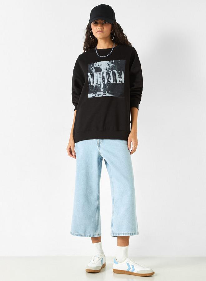 SP Characters Nirvana Graphic Print Sweatshirt with Long Sleeves - Image 2