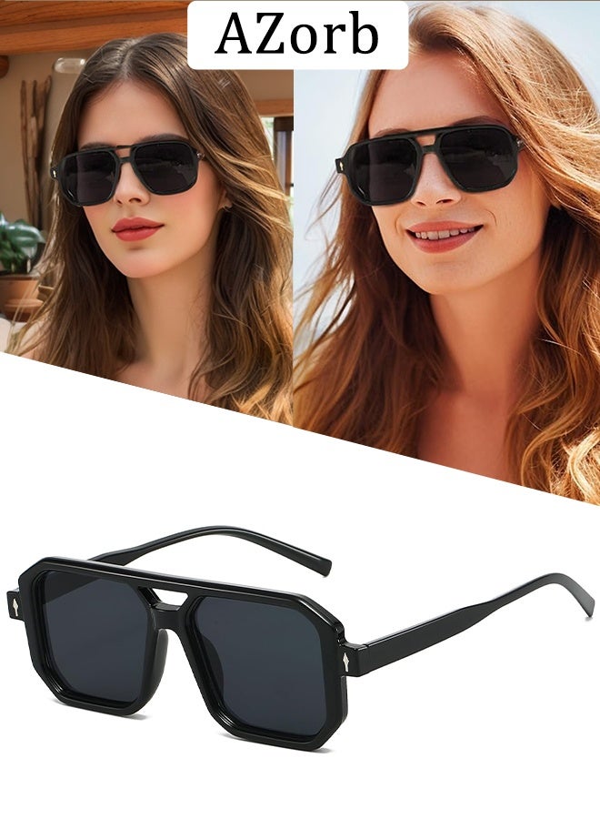 AZorb Retro sunglasses Men Women - Aviator Square Sun Glassess for Men's Ladies Classic Sunglass Vintage Sun Glasses UV400 Protection Shades for Outdoor Driving - Image 1